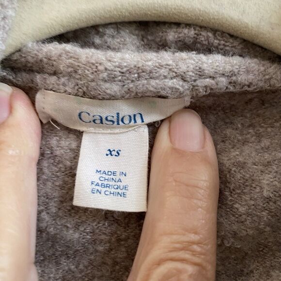 Caslon Duster Cardigan Front Pockets Wool Blend‎ Sweater Beige Womens Size XS - Picture 3 of 9